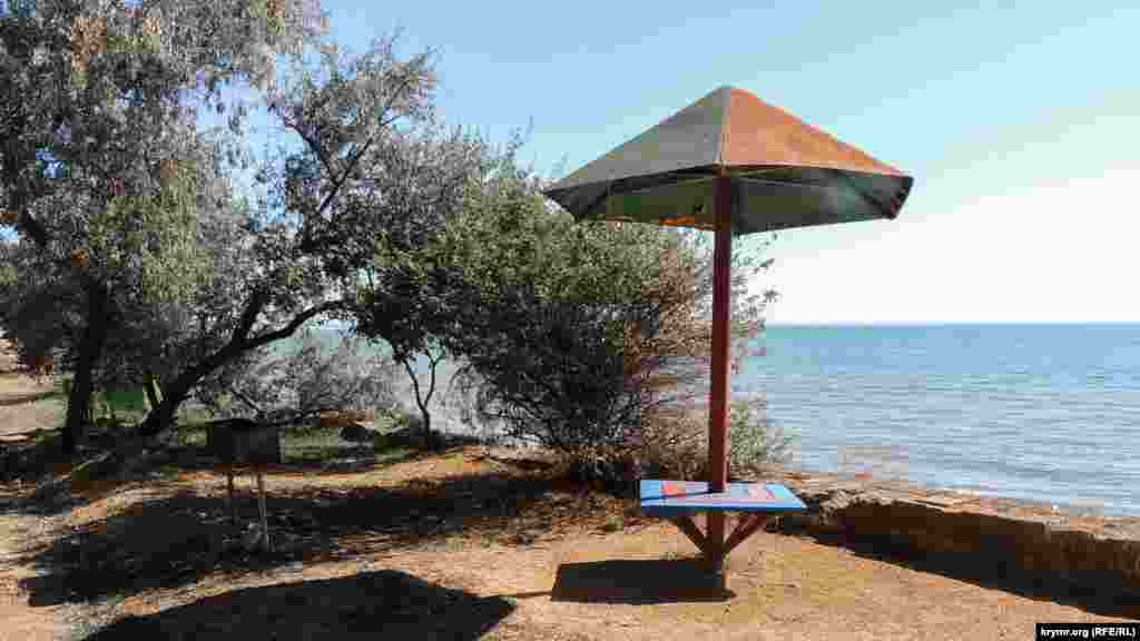 Последний сохранившийся «грибок» – как напоминание о когда-то благоустроенной парковой зоне, примыкающей к пляжу