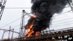 Пошкоджений об’єкт електроенергетики унаслідок російської атаки в Харкові, Україна, 22 березня 2024 року