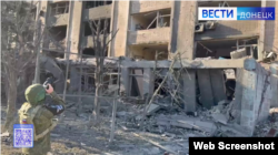 Руйнування НДІ кольорових металів від удару, кадри з сюжету російського ТБ