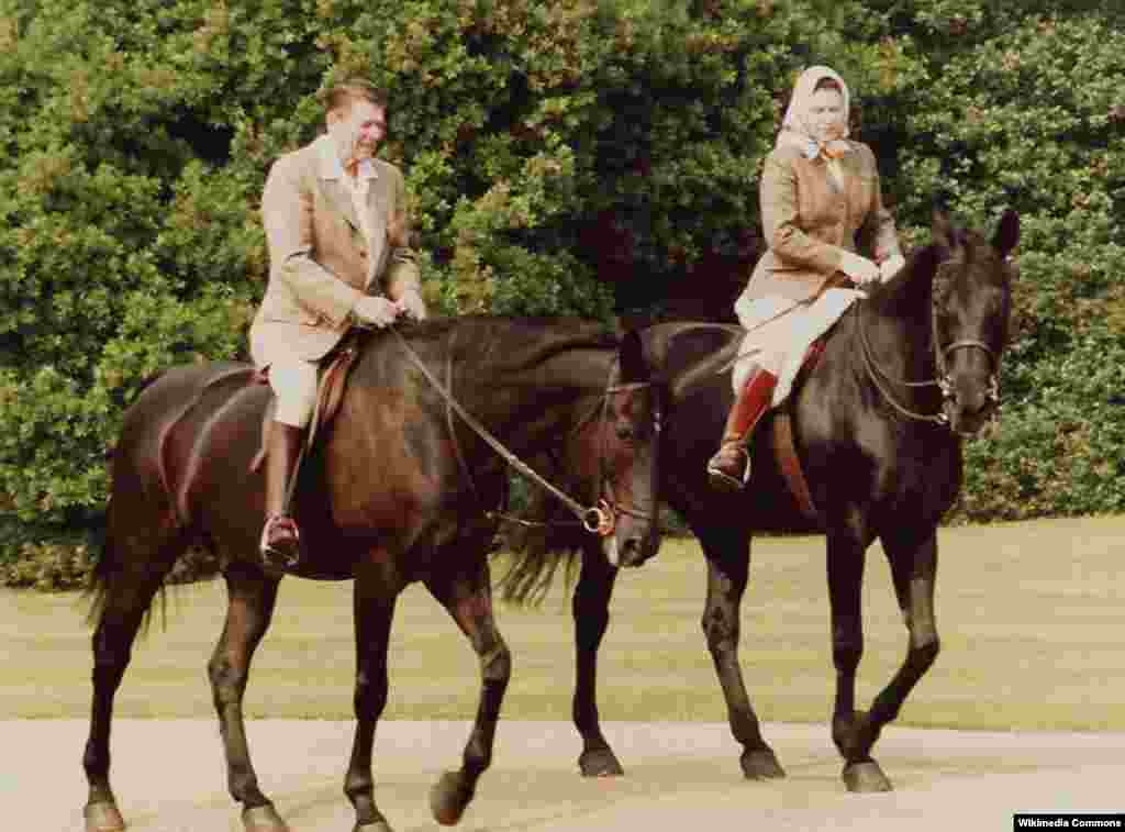 С президентом США Рональдом Рейганом в Виндзорском замке. 1982 год. 