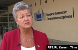 Спецпосланниця ЄС із питань України Ілва Йоганссон під час інтерв'ю Радіо Свобода. Брюссель, 2024 рік
