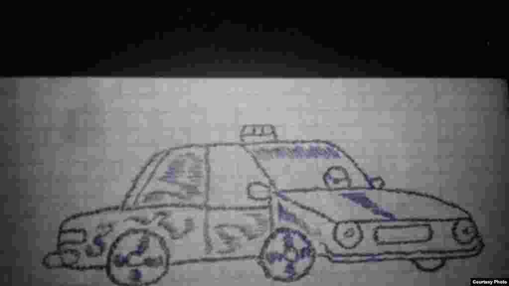Рисунок машинки для сына от фигуранта второго симферопольского «дела Хизб ут-Тахрир» Энвера Аметова