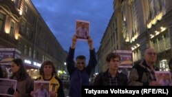 Акция в Петербурге в поддержку Андрея Пивоварова, 23 сентября 2015 года