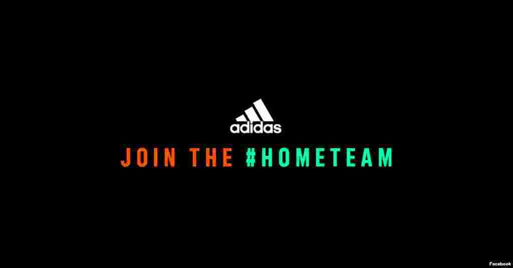 Виробник одягу Adidas свого логотипу не розділяв, проте додав до нього серію віртуальних заходів під хештегом #домашнякоманда (#hometeam), в яких люди показують, наприклад, як продовжують займатися спортом вдома попри карантин.