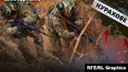 "სვობოდა.ლაივის" რუკა ასახავს კურახოვკის (უკრაინულად კურახივკა) გარშემო შეკრულ ალყას