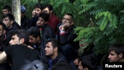 Венгрия. Задержанные венгерской полицией иракцы ожидают решения своей судьбы после того, как они пересекли сербско-венгерскую границу возле деревни Асоттахалом