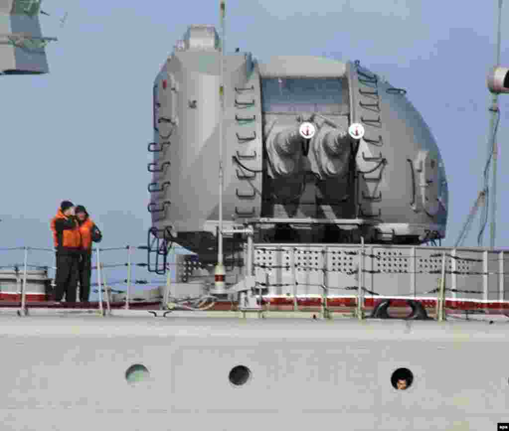 The Admiral Kuznetsov is extremely heavily armed for an aircraft carrier. Along with various heavy guns and antisubmarine missiles, it is equipped with 12 launchers capable of firing nuclear-armed missiles.  