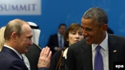 Владимир Путин и Барак Обама на Саммите G20 в Анталии 16 ноября 2015 г.