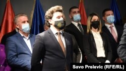 Dritan Abazović na zajedničkoj konferenciji za medije pokreta URA i CIVIS-a, Podgorica, 17. decembar 2022.
