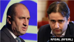 Колаж със снимки на Румен Радев и Божидар Божанов