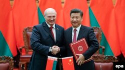 Президент Китаю Сі Цзіньпін (праворуч) був першим з іноземних лідерів, хто привітав Лукашенка як переможця президентських виборів у серпні (про що оголосила ЦВК Білорусі – з чим не погоджуються протестувальники, білоруська опозиція, США, ЄС та інші країни)