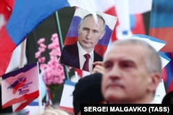 Мероприятия, посвященные 7-й годовщине аннексии Крыма Россией, в Симферополе, 18 марта 2021 года