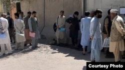 Afghan Kazakhs at the Kazakh Embassy in Kabul on September 5.