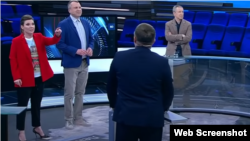 Ольга Скабеєва та Євген Попов. Кадр із ток-шоу телеканалу «Россия-1» «60 минут»