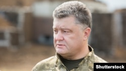 Петр Порошенко инспектирует строящиеся фортификационные объекты в Донецкой области, июнь 2015 г.