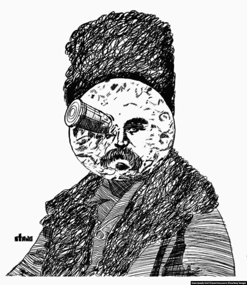 Тарас Шевченко в образі місяця з першого фантастичного фільму в історії кінематографу «Подорож на Місяць» 1902 року Автор: Ілля Стронґовський