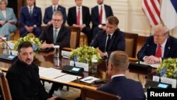 Президент України Володимир Зеленський виступає у Білому домі у Вашингтоні, округ Колумбія, США, 18 серпня 2025 року