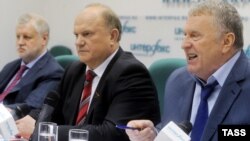 Владимир Жириновский, Геннадий Зюганов и Сергей Миронов (архивное фото)