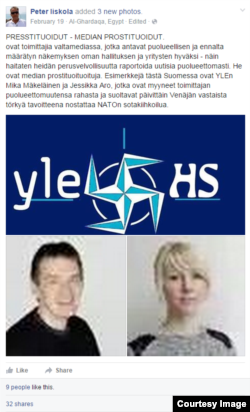 Звинувачення на адресу Джесіки Аро і її колеги, розміщені в одній із соцмереж