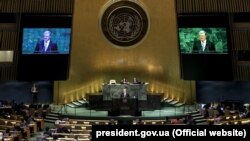 Президент України Петро Порошенко під час виступу на Генеральній асамблеї ООН. Нью-Йорк, 20 лютого 2019 року