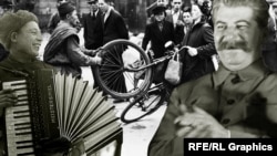 Советские солдаты, их вождь и "трофеи" в Европе после Второй мировой (коллаж)