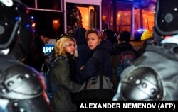 Riot police detain pro-Navalny protesters in Moscow on February 2. “I didn't think the Kremlin would go all in on repression as quickly and as deeply as it has,” says analyst Sam Greene.