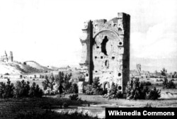 Так виглядала вежа у селі Білавині у ХІХ столітті