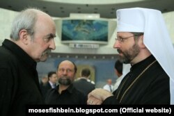 Член Українського центру Міжнародного ПЕН-клубу і Національної спілки письменників України Мойсей Фішбейн та глава УГКЦ Святослав Шевчук. Київ, 23 червня 2011 року