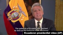 Президент Еквадору Ленін Морено назвав Джуліана Ассанжа «агресивним» у своєму телезверненні.