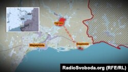 Селища Сартана і Бердянське знаходяться на лінії між позиціями бойовиків і Маріуполем