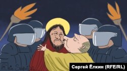 Політична карикатура «Путін і Габишев» російського художника Сергія Йолкіна
