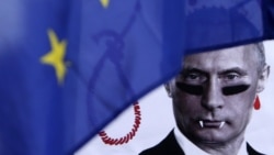 На акции в Праге против российской агресии в Украине. Иллюстративная фотография