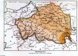 Етнографічна карта руських земель в Австро-Угорщині, яку склав у 1915 році Дмитро Вергун. На мапі позначена, зокрема, історична Галичина – із Перемишлем, Ярославом і Сяноком