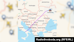 Маршрут літака Cessnа із Неаполя до Києва