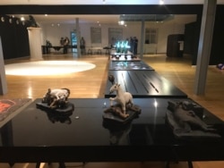 Инсталляция "О неизбежности". На переднем плане стол, посвященный войне