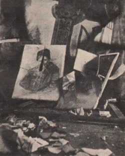 Погромлена польськими жандармами під час пацифікації читальня «Просвіти», село Княгиничі, Рогатинського повіту