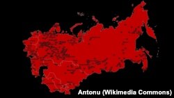 Мапа розташування концтаборів ГУЛАГу