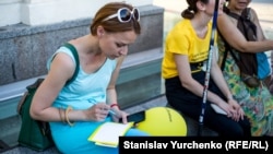 Акция в честь дня рождения Олега Сенцова. Киев, 13 июля 2016 года