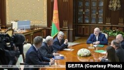 Спеціальний представник президента США Кіт Келлог (другий ліворуч) на зустрічі з Олександром Лукашенком, Мінськ, 21 червня 2025 року