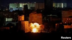 Вибух дрона під час російської повітряної атаки в Києві, 23 червня 2025 року