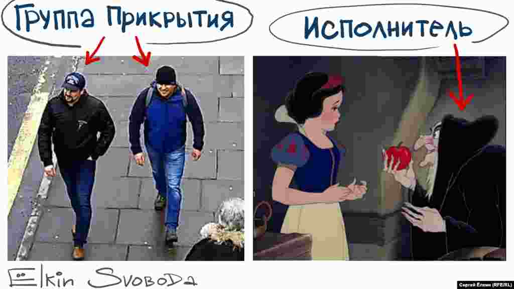 Карикатура російського художника Сергія Йолкіна щодо отруєння у Британії Сергія Скрипаля і його дочки. НА ЦЮ Ж ТЕМУ