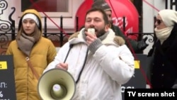 Евгений Чичваркин на акции протеста в Лондоне, 18 марта 2018 года