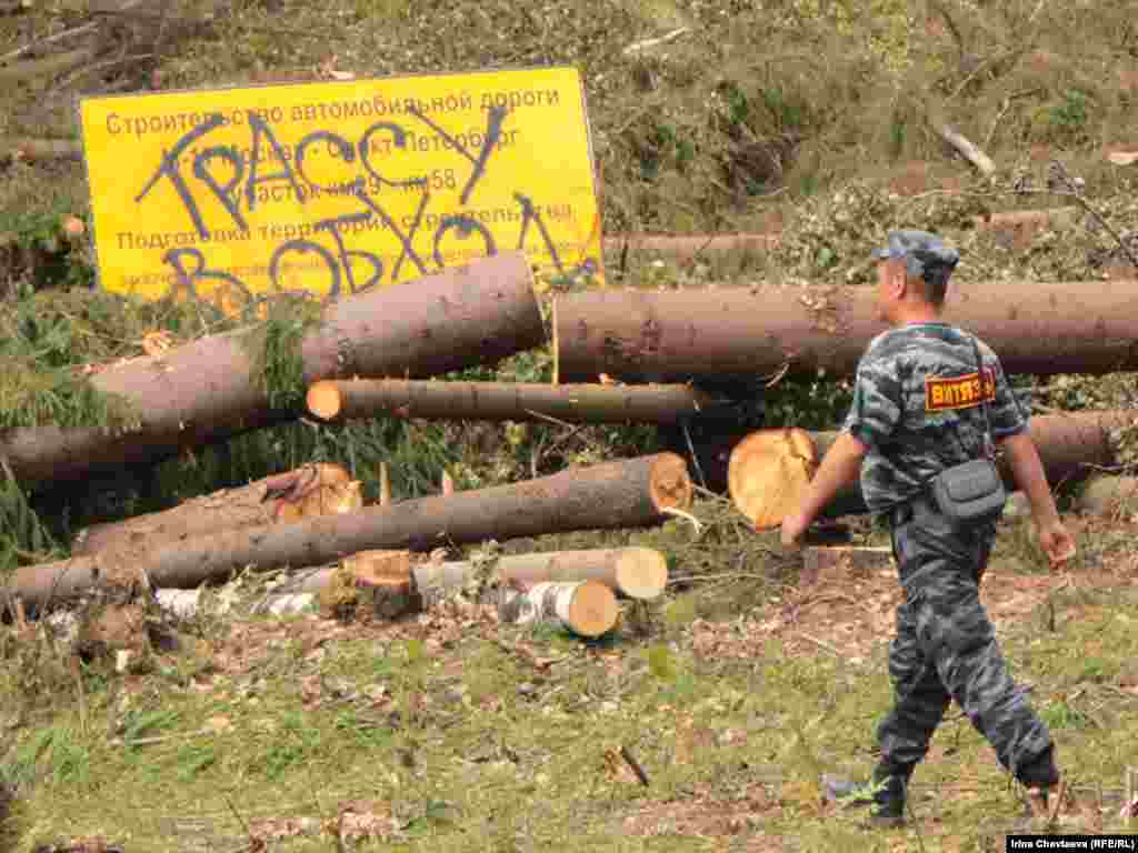 29 июня представители инициативной группы “В защиту лесов Подмосковья” провели акцию против вырубки лесов в Солнечногорском районе под автомагистраль Москва – Санкт-Петербург.