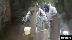 Сотрудники британских спецслужб проводят следственные действия на могиле жены Сергея Скрипаля, Солсбери, 10 марта 2018 года