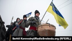 Акція на мосту Патона «Живий ланцюг Соборності», присвячена Дню Соборності України. Київ, 22 січня 2016 року