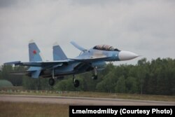 Самолёт Су-30СМ2, который поступил из России в Беларусь в мае 2025 года