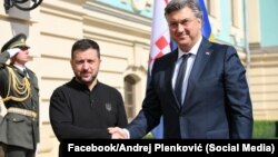 Президент України Володимир Зеленський і премʼєр-міністр Хорватії Андрей Пленкович у Києві, архівне фото