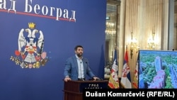 Gradonačelnik Beograda Aleksandar Šapić na konferenciji za medije, 5. avgust 2025. 