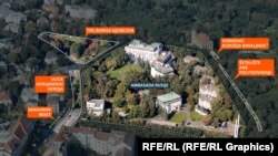 Pogled iz zraka na ambasadu Rusije u Pragu