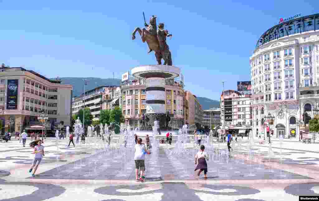 A huge statue to Alexander The Great, also known as "King Alexander III of Macedon," in Skopje, the capital of Macedonia. According to veteran UN mediator Matthew Nimetz, a resolution to the impasse between Skopje and Athens is within reach.